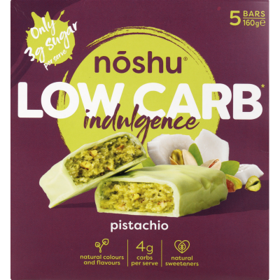 Noshu Pistachio Low Carb Indulgence Bars 5 x 32g