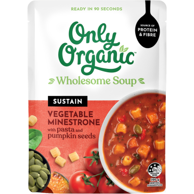 Only Organic Sustain Vegetable Minestrone Pasta & Pumpkin Seeds Wholesome Soup 320g