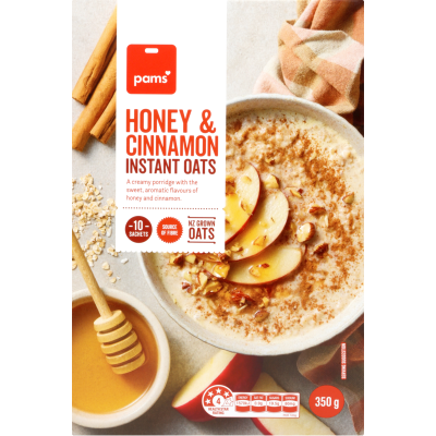 Pams Honey & Cinnamon Instant Oats 350g