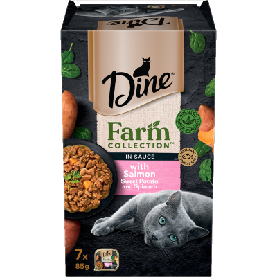 Dine Farm Collection In Sauce with Salmon Sweet Potato & Spinach Pet Food 595g