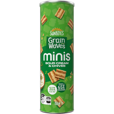 Sunbites Grain Waves Minis Sour Cream & Chives Wholegrain Chips 150g
