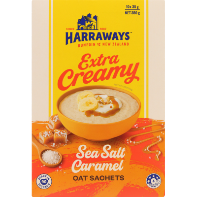 Harraways Extra Creamy Sea Salt Caramel Oat Sachets 10 x 35g