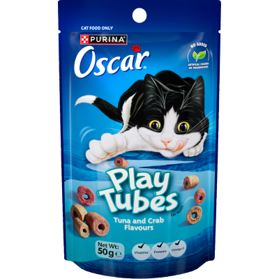 Purina Oscar Play Tubes Tuna and Crab Flavours Cat Treats 50g