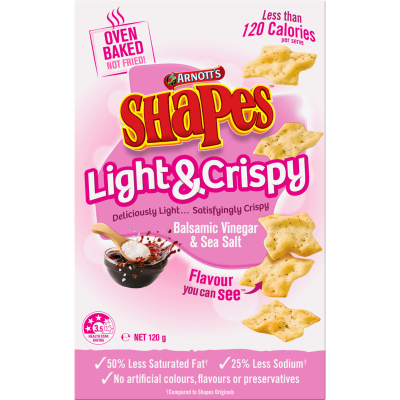 Arnott's Shapes Light & Crispy Balsamic Vinegar & Sea Salt Snacks 120g