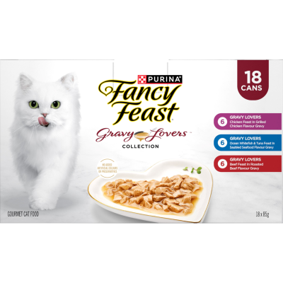 Purina Fancy Feast Gravy Lovers Collection Variety Pack Wet Cat Food 18 x 85g