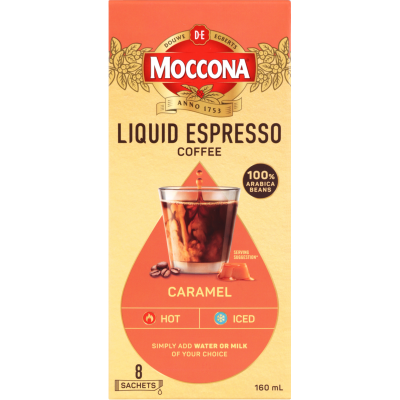 Moccona Caramel Liquid Espresso Coffee 8 x 20ml