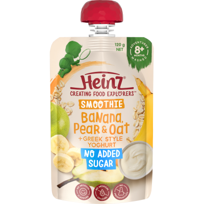 Heinz Banana Pear & Oat + Greek Style Yoghurt Smoothie 8+ Months Mashed 120g