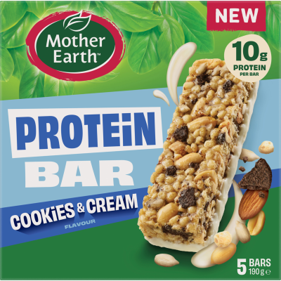 Mother Earth Cookies & Cream Protein Bars 5 x 38g