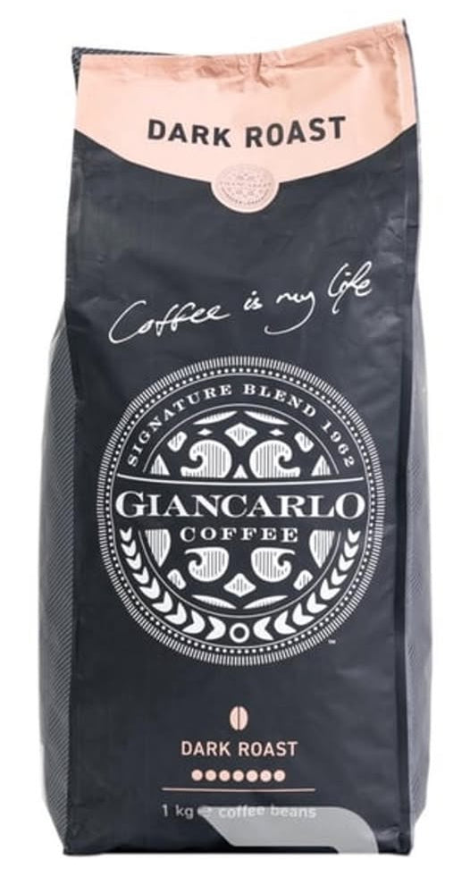 Giancarlo Coffee dark roast coffee bag on a white background