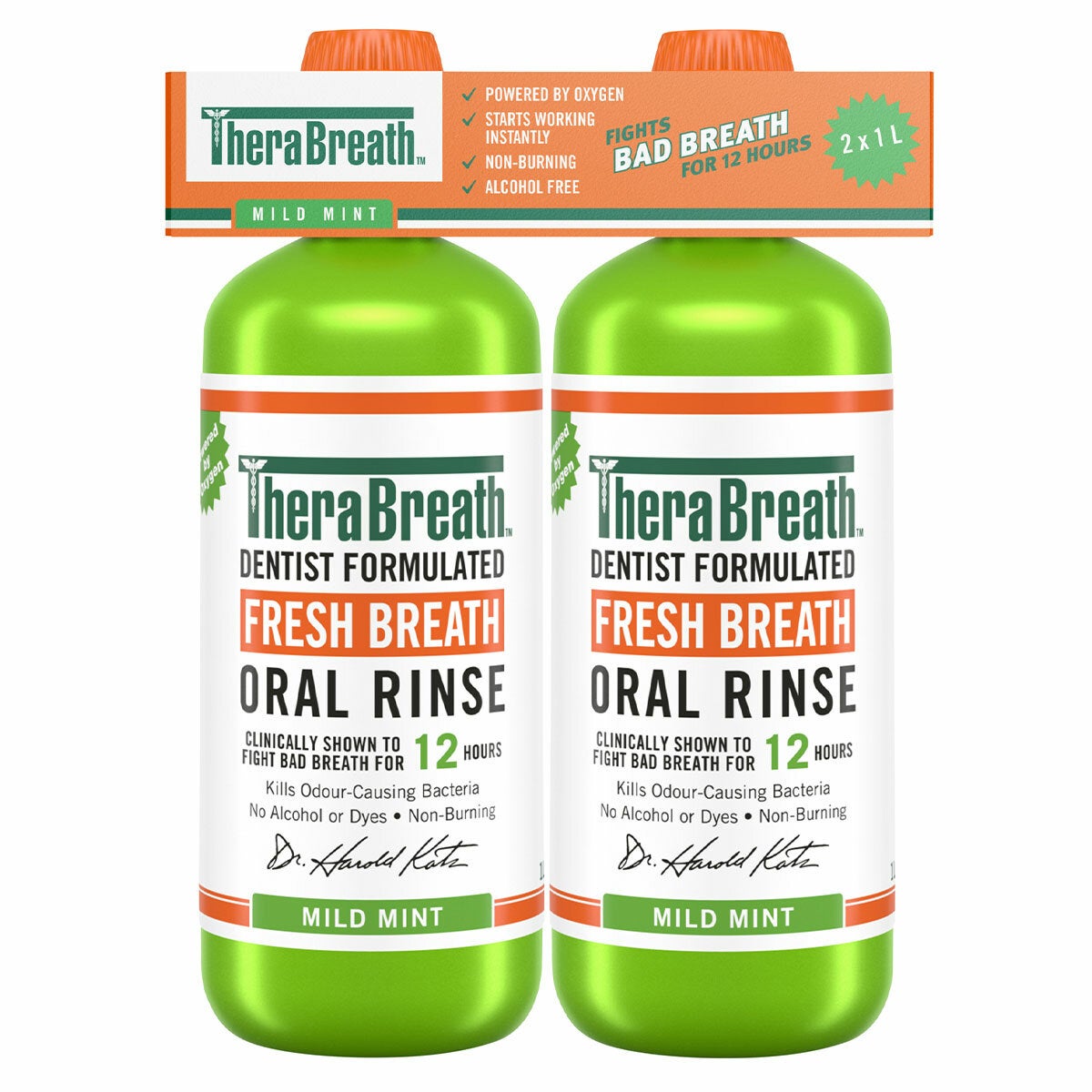 Therabreath Mild Mint Mouthwash 2 x 1L