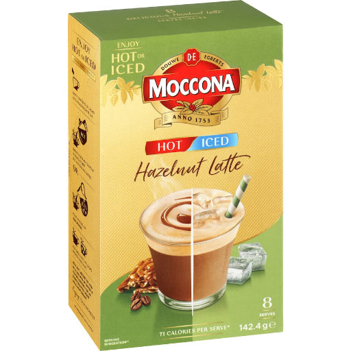 Moccona Hot/Iced Hazelnut Latte 8pk