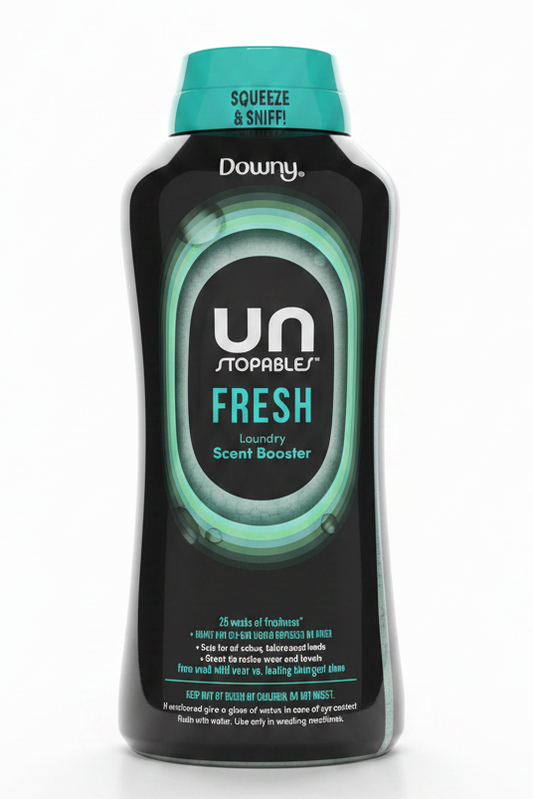 Downy Unstopables Fresh laundry scent booster bottle on a white background
