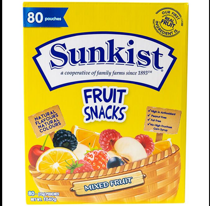 SUNKIST FRUIT SNACKS 80 x 23g