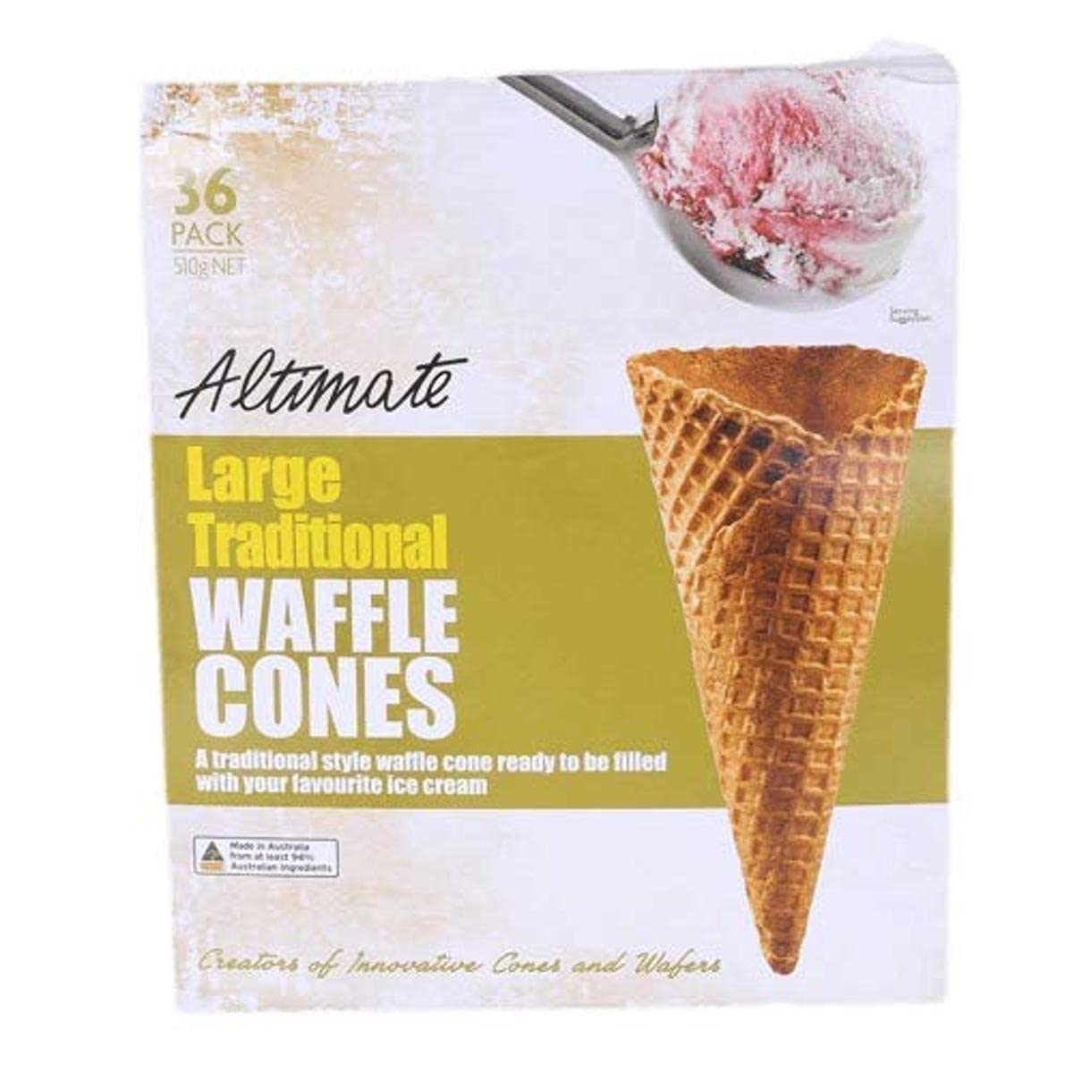Altimate Large Traditional Waffle Cones 36 Pack