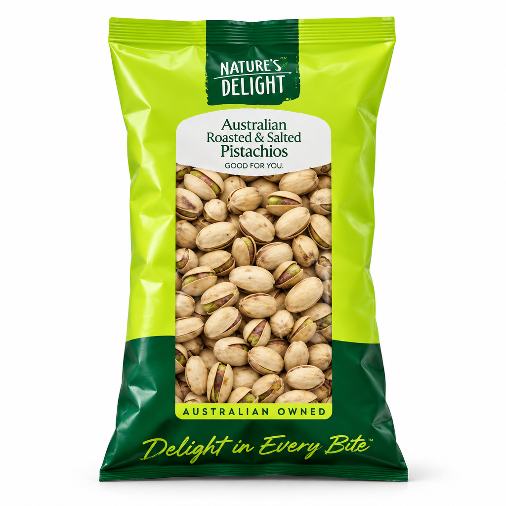 NATURE'S DELIGHT INSHELL ROASTED & SALTED PISTACHIOS 900G