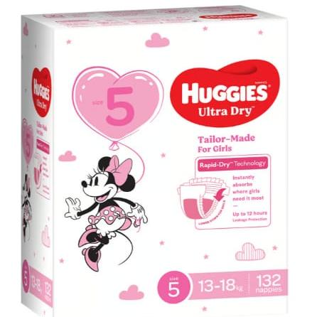 Huggies Girls' Ultra Dry Nappies Size 5 Walker 132 ct