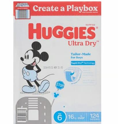 Huggies Ultra Dry Junior Boys Nappies Size 6, 124 pk