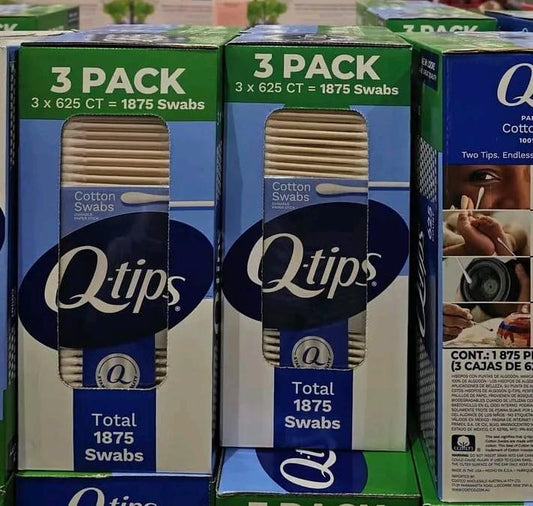 Q-TIPS COTTON SWABS 3 PACK 3 x 625 CT = 1875 Swabs