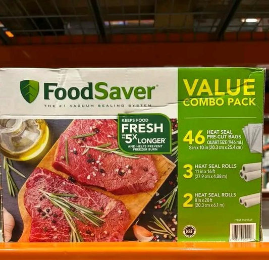 FoodSaver Value Combo Pack 46 bags + 3 rolls + 2 rolls