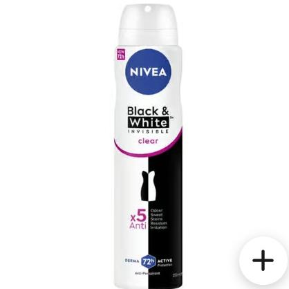 Nivea Women 72h Black & White Deodorant 250 ml x 6 ct