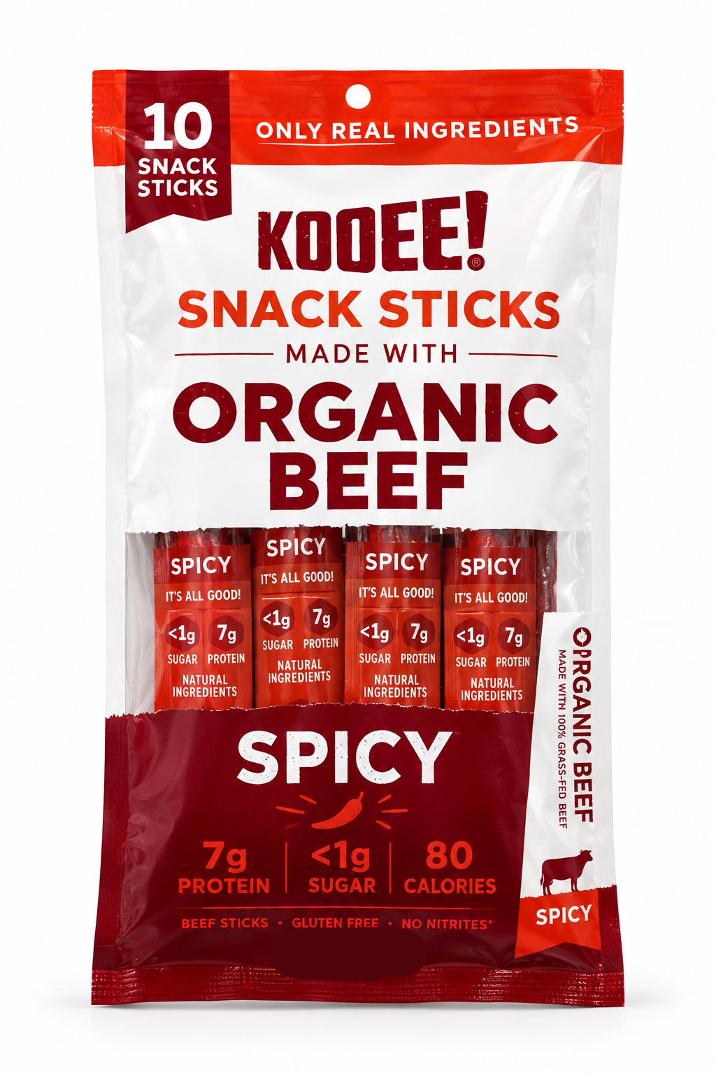 KOOEE! Organic Beef Snack Sticks Chilli 10 x 25g