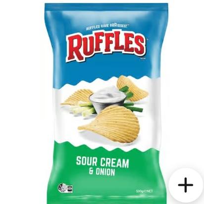 Ruffles Sour Cream & Onion Potato Chips 500 g
