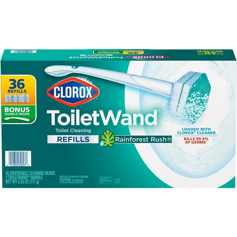 Clorox ToiletWand Toilet Cleaning Refills Rainforest Rush 1 Handle + 36 Refills