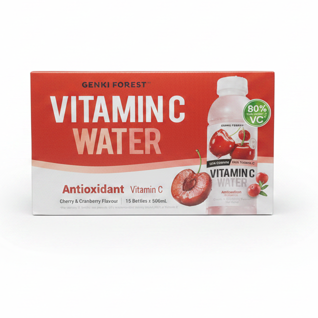 GENKI FOREST VITAMIN C WATER Cherry & Cranberry Flavour 15 Bottles x 500ML