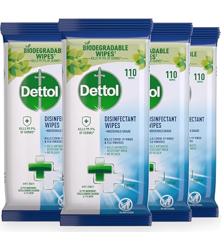 Dettol Disinfectant Fresh Wipes 4 x 110 Sheets
