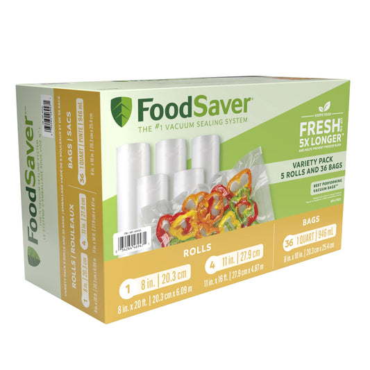FoodSaver Vacuum Seal Rolls & Bags Variety Pack 5 rolls and 36 bags