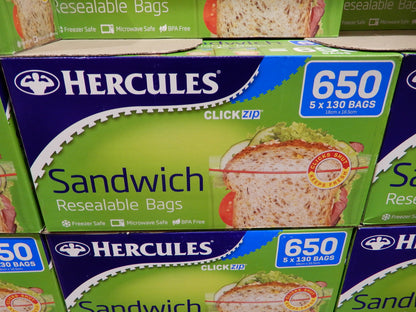 Hercules Sandwich Resealable Bags 650ct