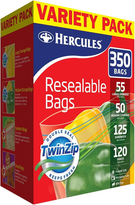 Hercules Resealable Bags Variety Pack 350 count