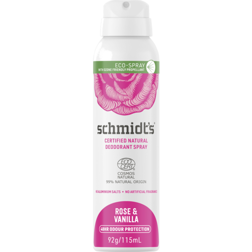 Schmidt's Rose and Vanilla Deodorant Spray 115ml