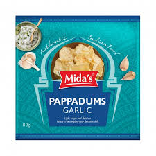 Mida's Garlic Pappadums 110g