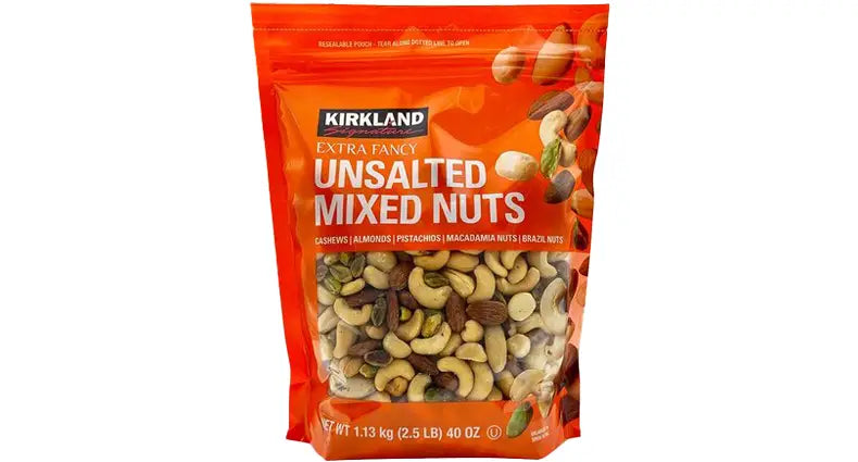 KIRKLAND SIGNATURE UNSALTED MIXED NUTS 1.13 kg (2.5 LB) 40 OZ