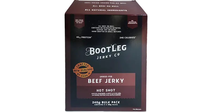 Bootleg Jerky Co Premium Beef Jerky Hot Shot Flavour 240g