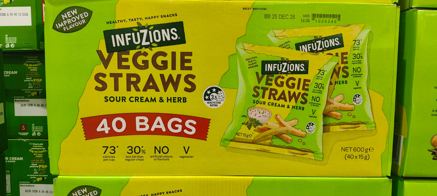majans infuzions veggie straws 40 x 15G