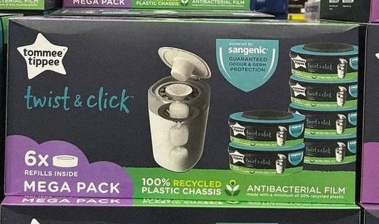 Tommee Tippee Twist & Click Nappy Bin Refill Cassettes 6CT