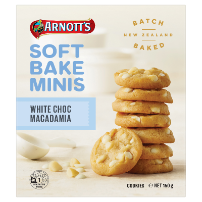 Arnott's White Choc Macadamia Soft Bake Mini Cookies 150g