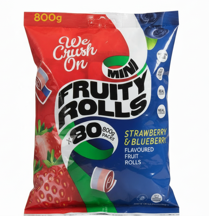 We Crush On Fruity Rolls Strawberry & Blueberry  80 X 10g