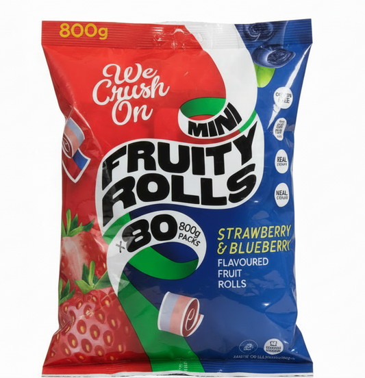We Crush On Fruity Rolls Strawberry & Blueberry  80 X 10g