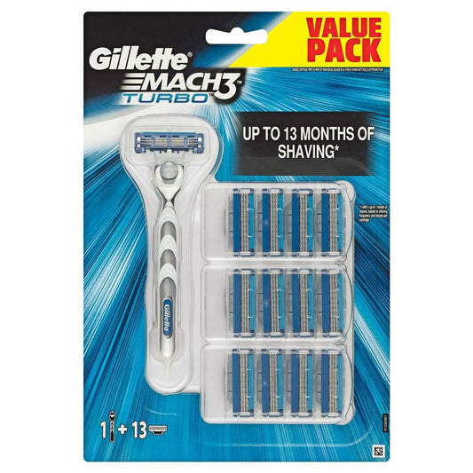 Gillette Mach3 Turbo Value Pack (1 Handle + 13 Cartridges)