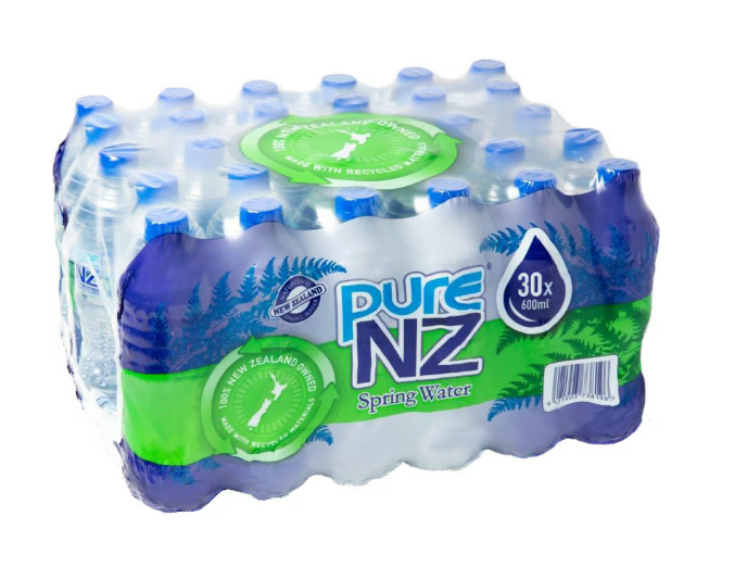 Pure NZ Spring Water Bottles 600ml x 30 ct