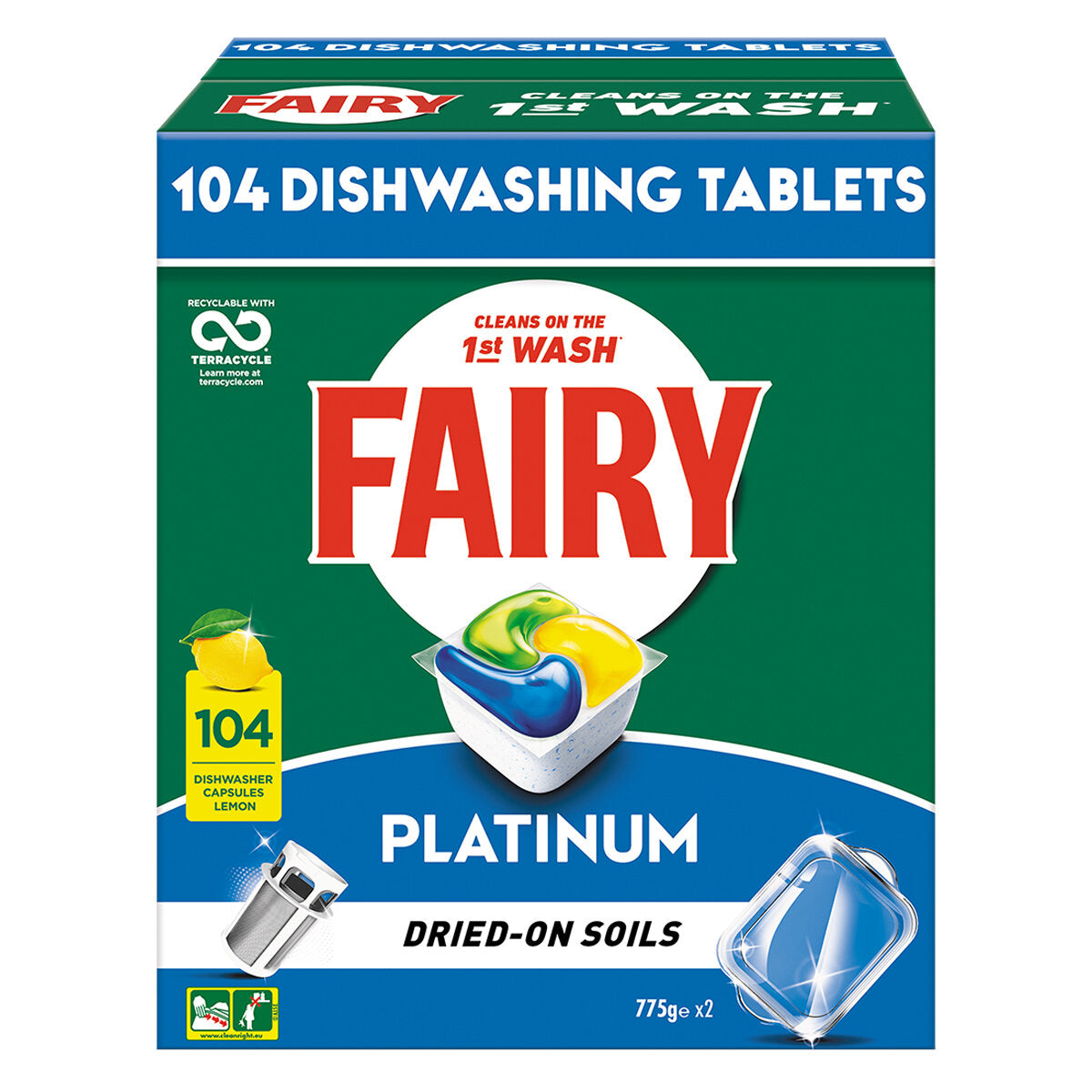 Fairy Platinum Dishwasher Capsules 104pk Gopotatoes