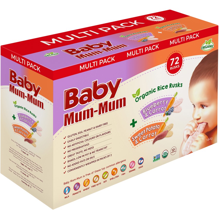 Baby Rice Rusk's Baby Mum-mum Organic Rice Rusks Mixed 4 x 36g – GoPotatoes