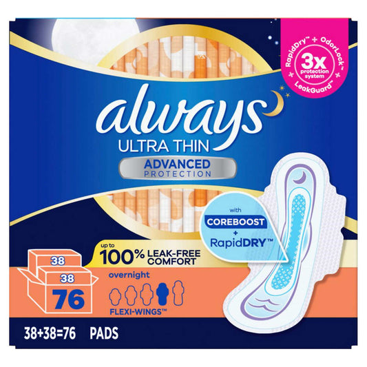 Always ultra Thin Overnight Pads 76 Count