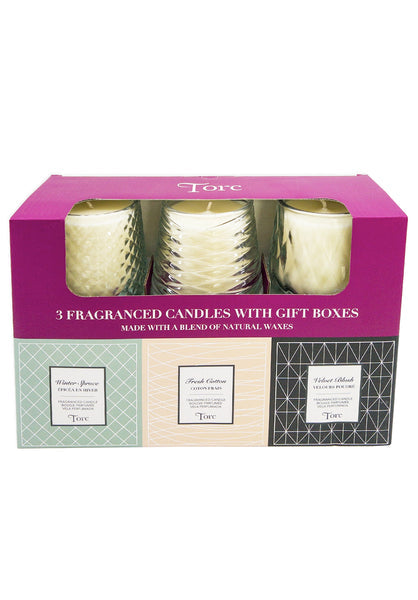 TORC TEXTURED GLASS CANDLES 3 Packs