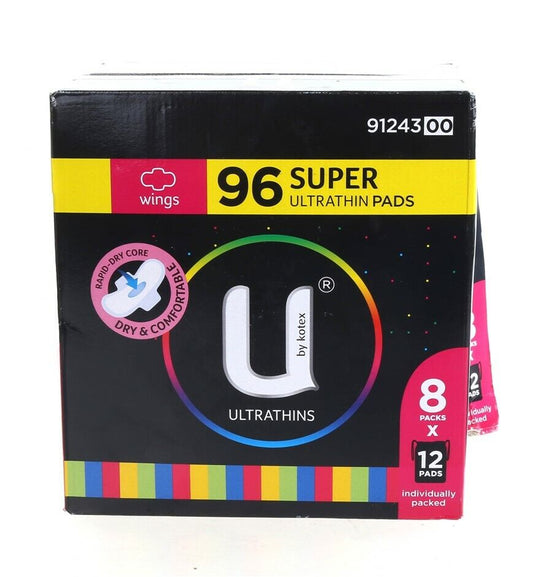 U By Kotex Ultrathins Super Pads With Wings 96 Count